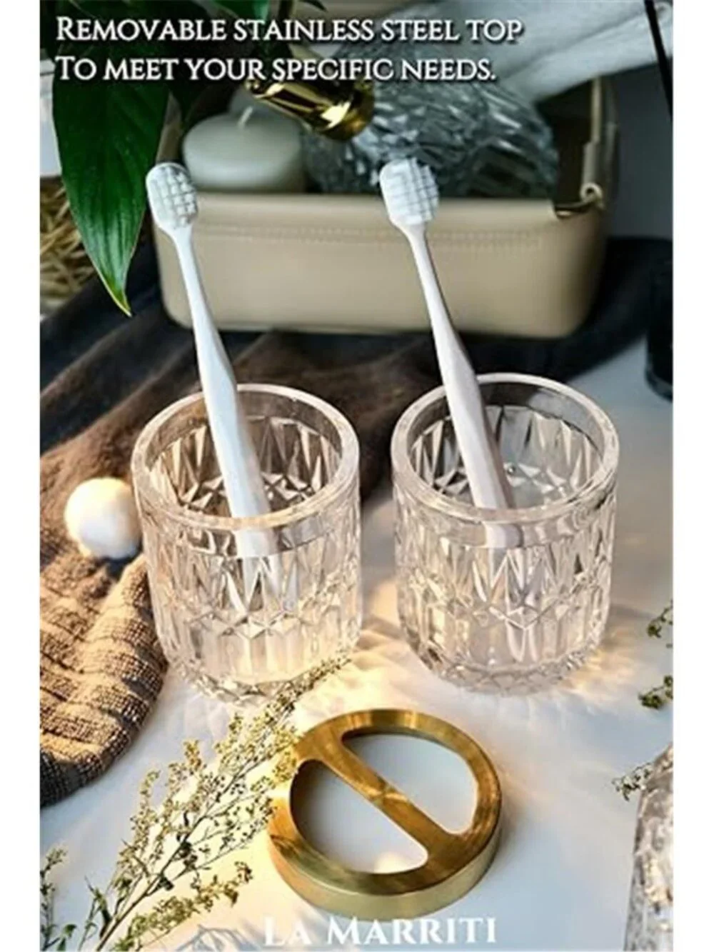 Clear Bathroom Accessories Set, 5pcs Crystal Glass Bathroom Set